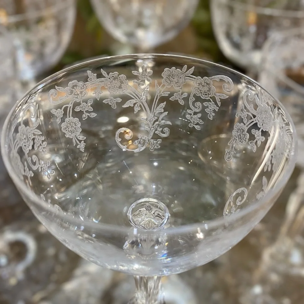 40’s Fostoria Buttercup Set 6 Vintage Cocktail Liquor Stem Goblets Elegant Glass